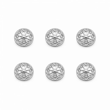 6 x knapp - 15 mm, rhodinert