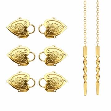 3 x maljer blomst + trekkekjede, forgylt