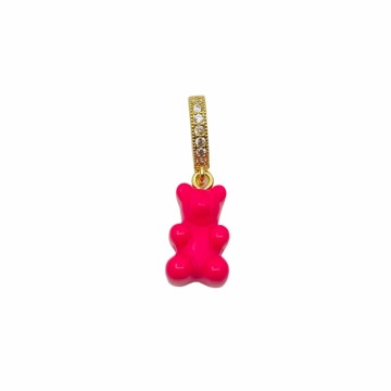 Mørk rosa bamse med bling