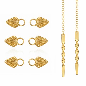 3 x maljer + trekkekjede, forgylt