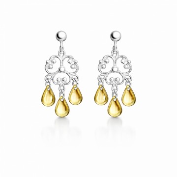 Ørepynt, hvit & forgylt