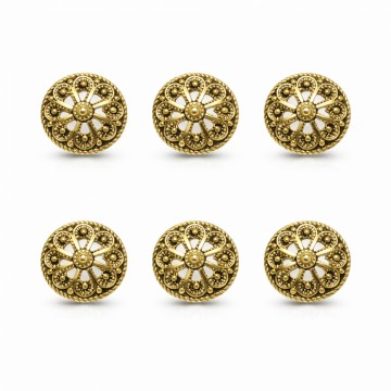 6 x knapp - 17 mm, gammelforgylt