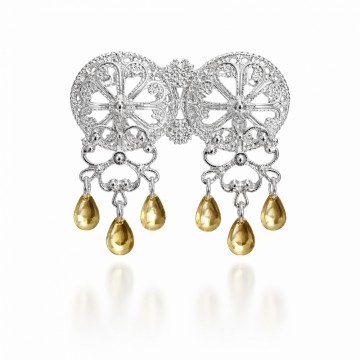 Elisa - halssølje, hvit & forgylt