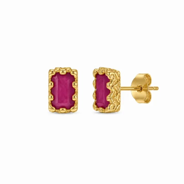 Dahlia square ørepynt, mørk rosa jade